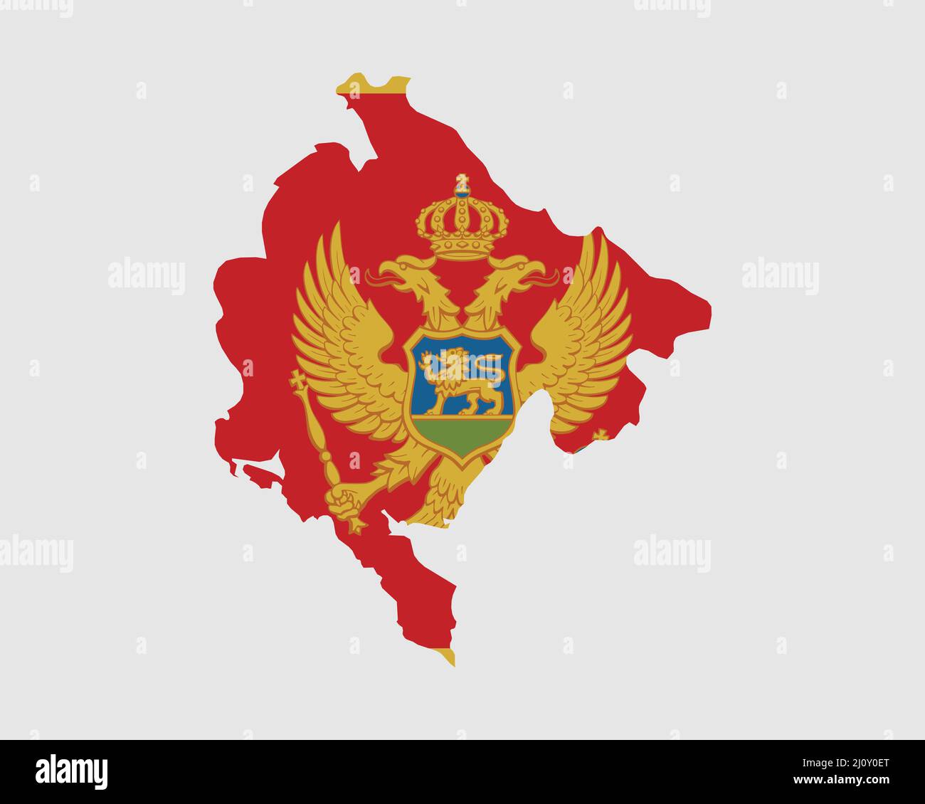 Montenegro Karte Flagge. Karte von Montenegro mit dem montenegrinischen Landesbanner. Vektorgrafik. Stock Vektor