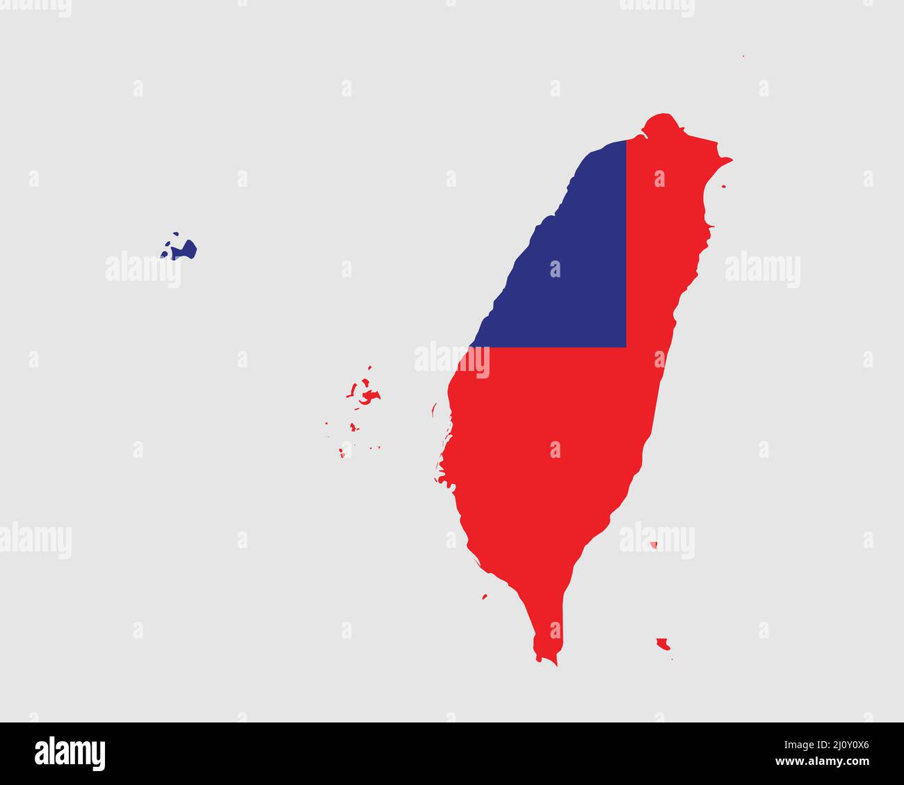 Taiwan Flaggenkarte. Karte der Republik China mit dem taiwanesischen Länderbanner. Vektorgrafik. Stock Vektor
