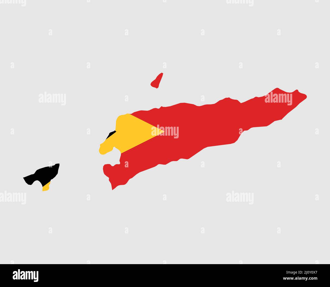 Osttimor Karte Flagge. Karte von Timor-Leste mit dem osttimoresischen Landesbanner. Vektorgrafik. Stock Vektor