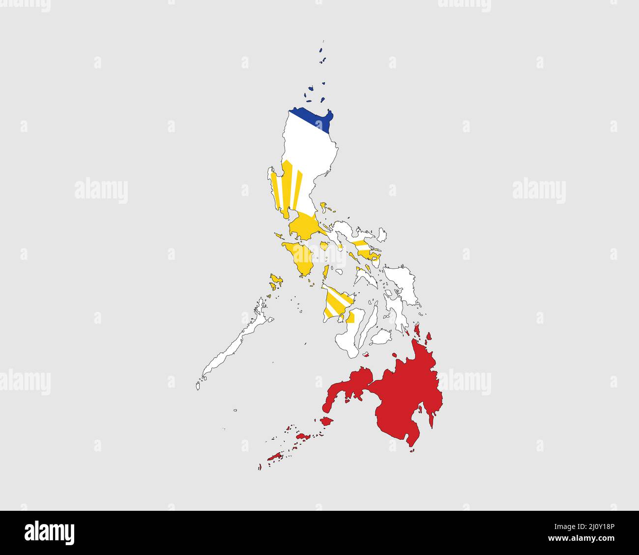 Karte Mit Der Flagge Der Philippinen. Karte der Republik Philippinen mit dem philippinischen Country-Banner. Vektorgrafik. Stock Vektor