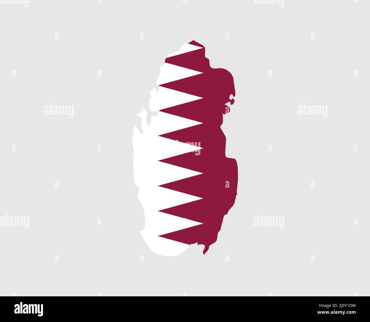 Karte Mit Der Flagge Von Katar. Karte des Staates Katar mit dem katarischen Länderbanner. Vektorgrafik. Stock Vektor