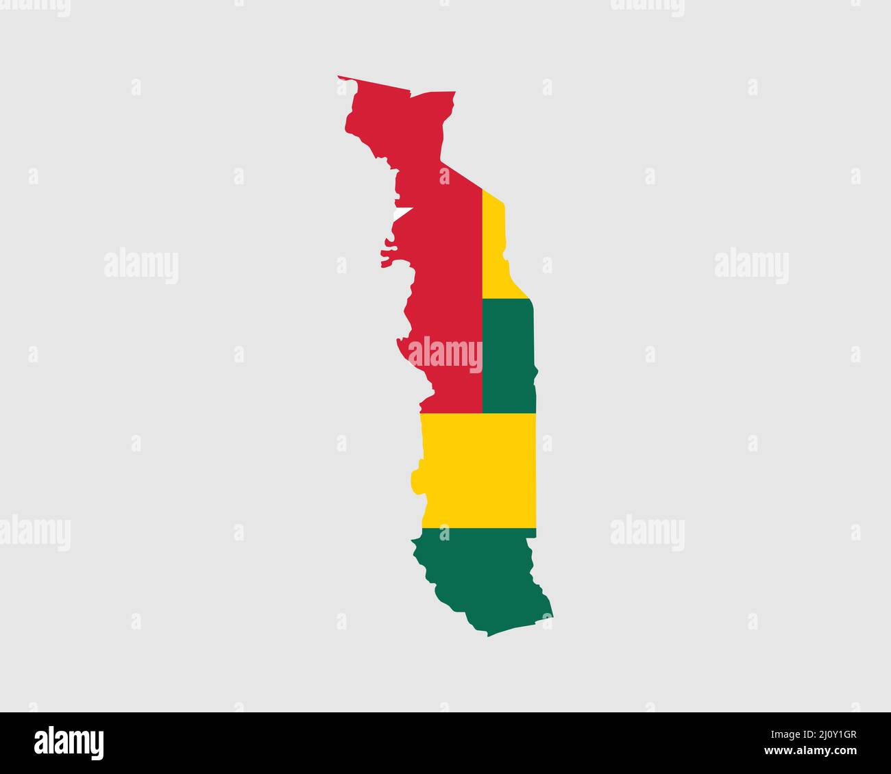 Karte Mit Togo-Flagge. Karte der togolesischen Republik mit dem togolesischen Länderbanner. Vektorgrafik. Stock Vektor