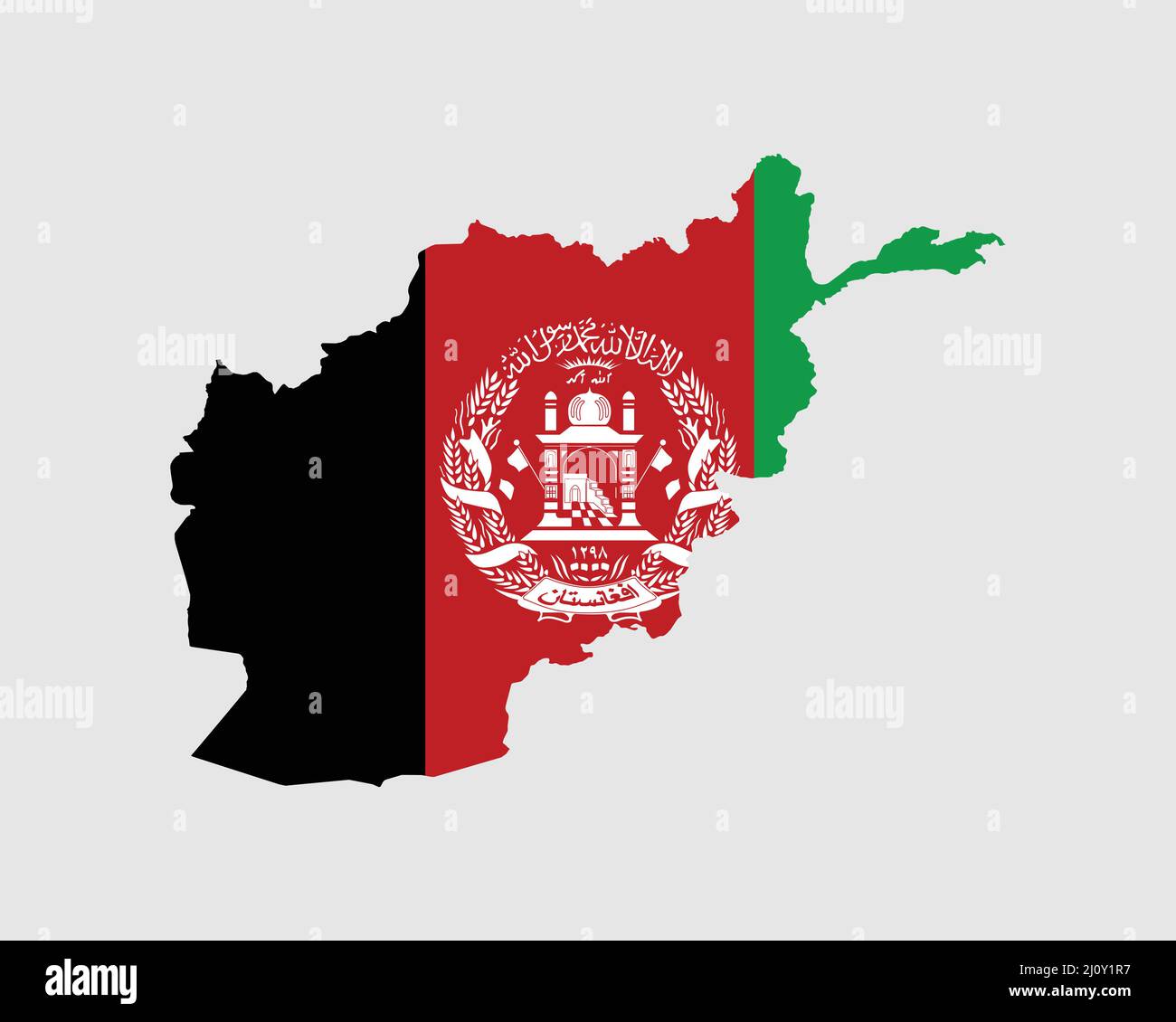 Afghanische Landkarte Flagge. Karte der Islamischen Republik Afghanistan mit Landesflagge. Vektorgrafik. Stock Vektor