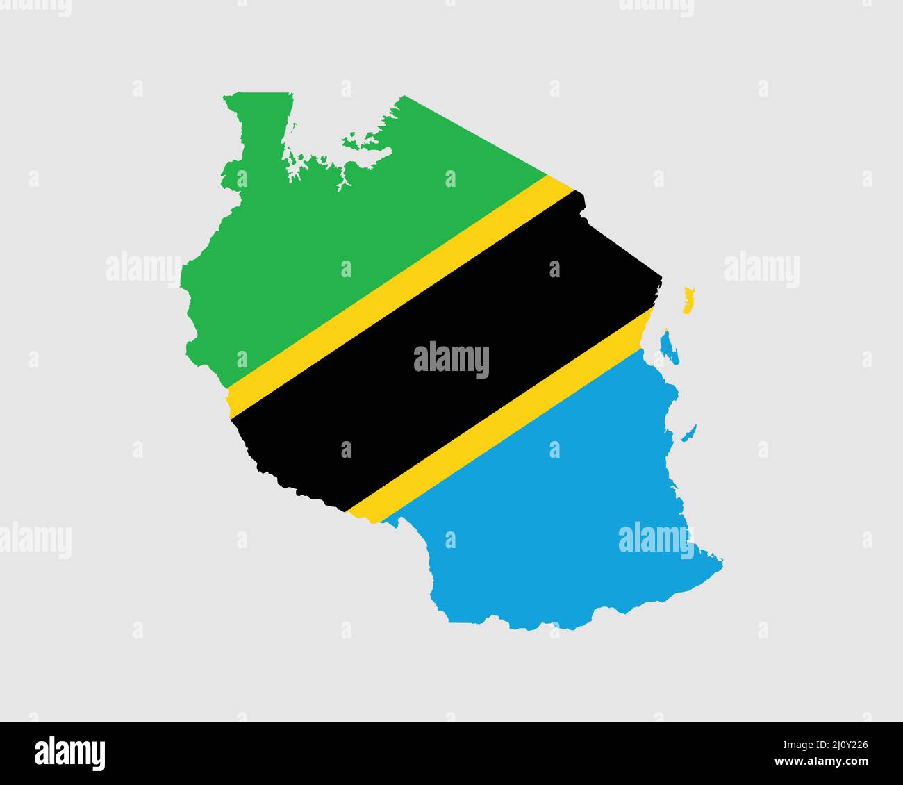 Karte Der Flagge Tansanias. Karte der Vereinigten Republik Tansania mit dem tansanischen Landesbanner. Vektorgrafik. Stock Vektor