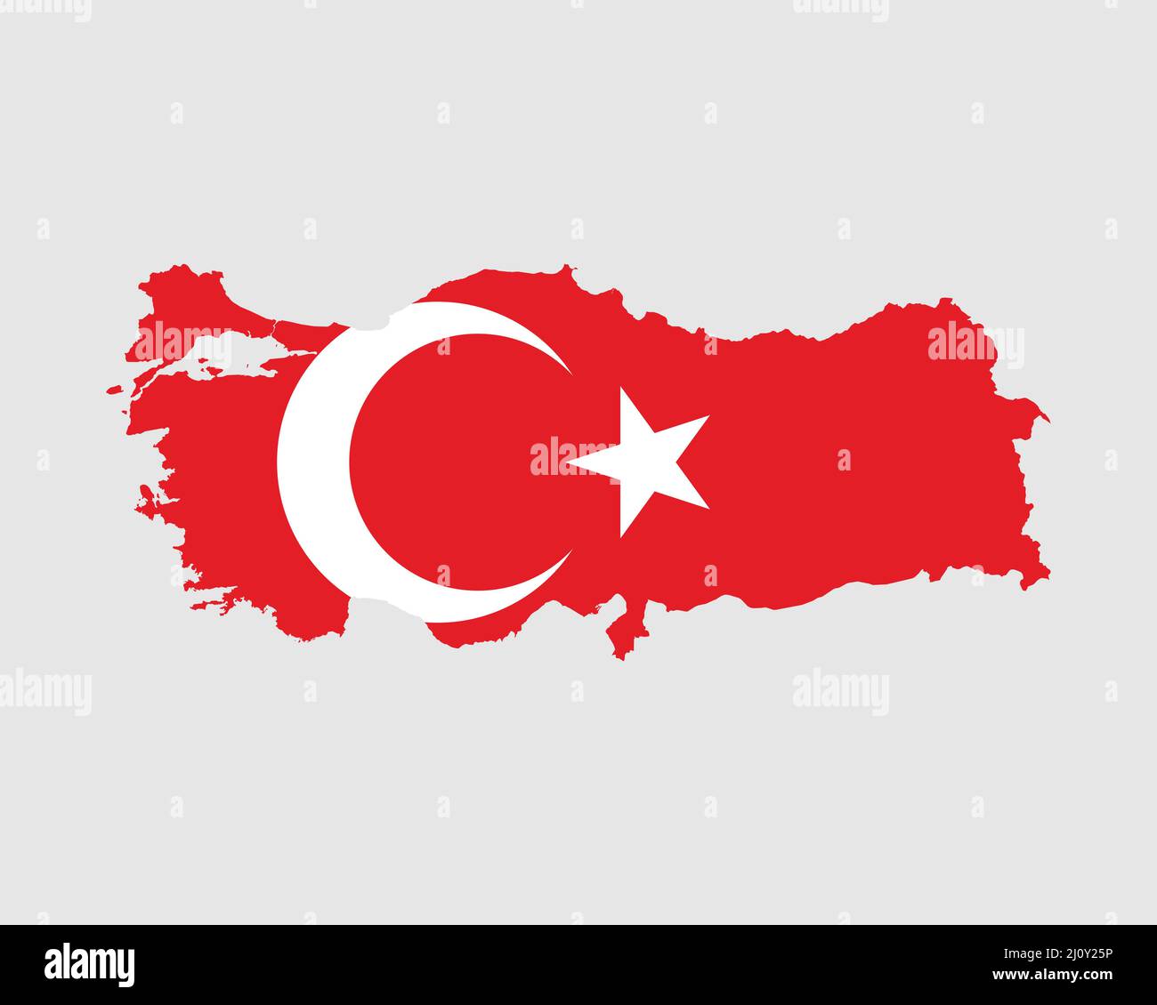 Türkei Flagge Karte. Karte der Republik Türkei mit dem türkischen Länderbanner. Vektorgrafik. Stock Vektor