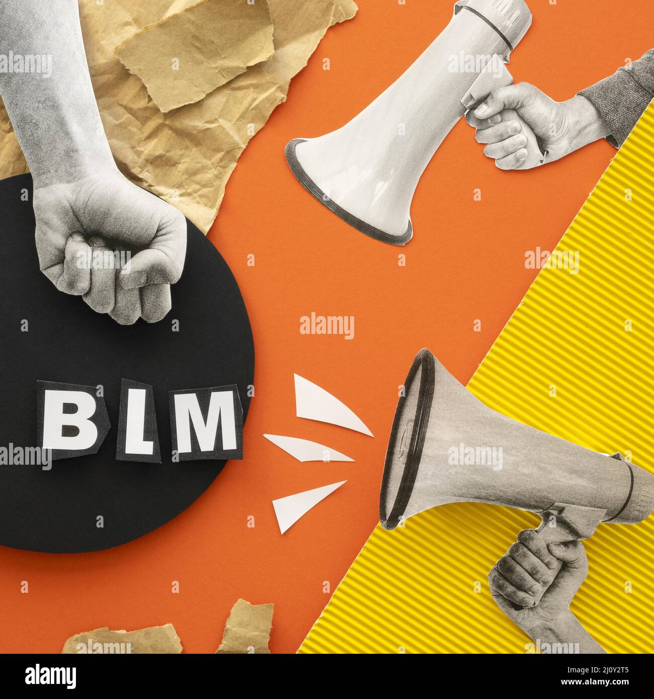 Black Lives Matter Konzept mit Megaphon. Hochwertige Fotos Stockfoto