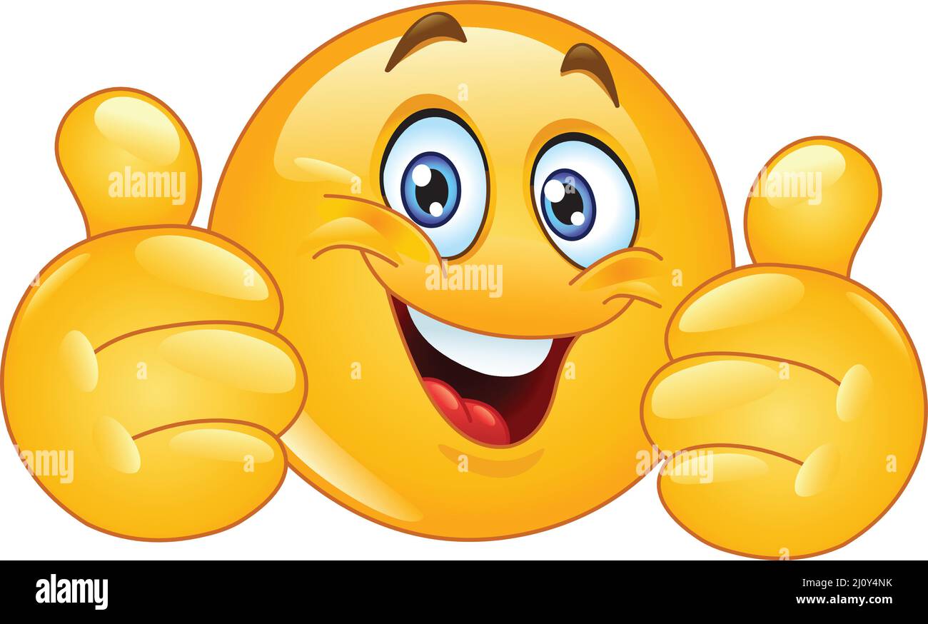 Happy Emoji Emoticon zeigt doppelte Daumen nach oben wie Stock Vektor