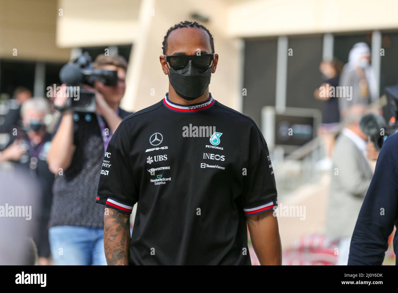 Bahrain International Circuit, Sakhir, Bahrain am 20. März 2022 Lewis Hamilton 44 (GBR), Mercedes AMG Petronas W13 während des FORMEL 1 GULF AIR BAHRAIN GRAND PRIX 2022, Phil Duncan Stockfoto