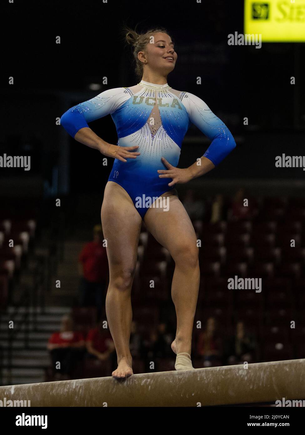 19. März 2022: UCLA-Turnerin Ana Padurariu tritt während der Pac-12 Women's Gymnastics Championships 2022 an. Melissa J. Perenson/CSM Stockfoto