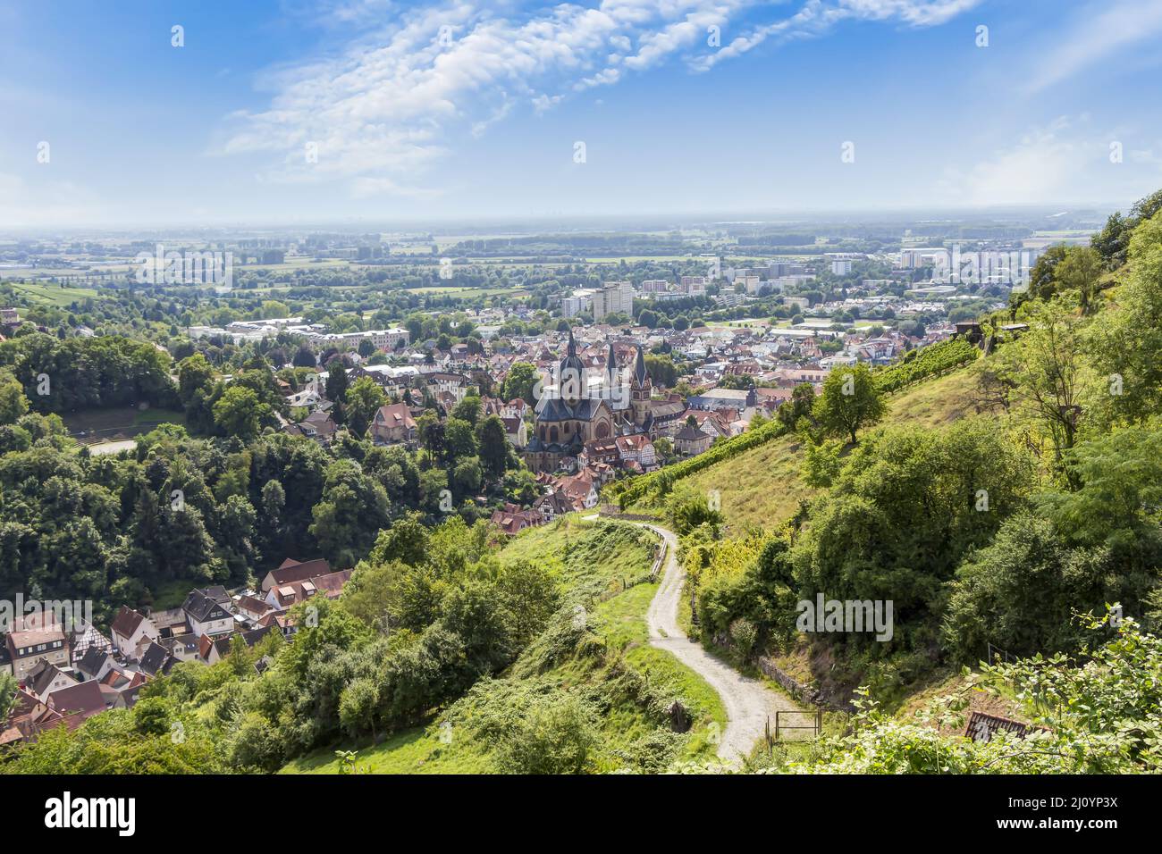 Blick auf die Stadt Heppenheim im Landkreis Bergstraße, Hessen in Deutschland Stockfoto