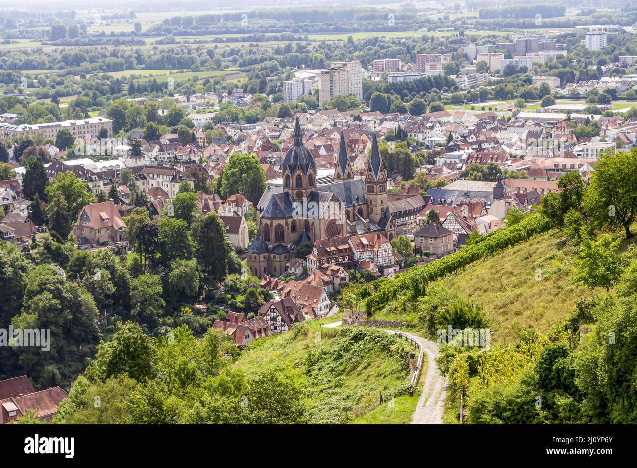Blick auf die Stadt Heppenheim im Landkreis Bergstraße, Hessen in Deutschland Stockfoto