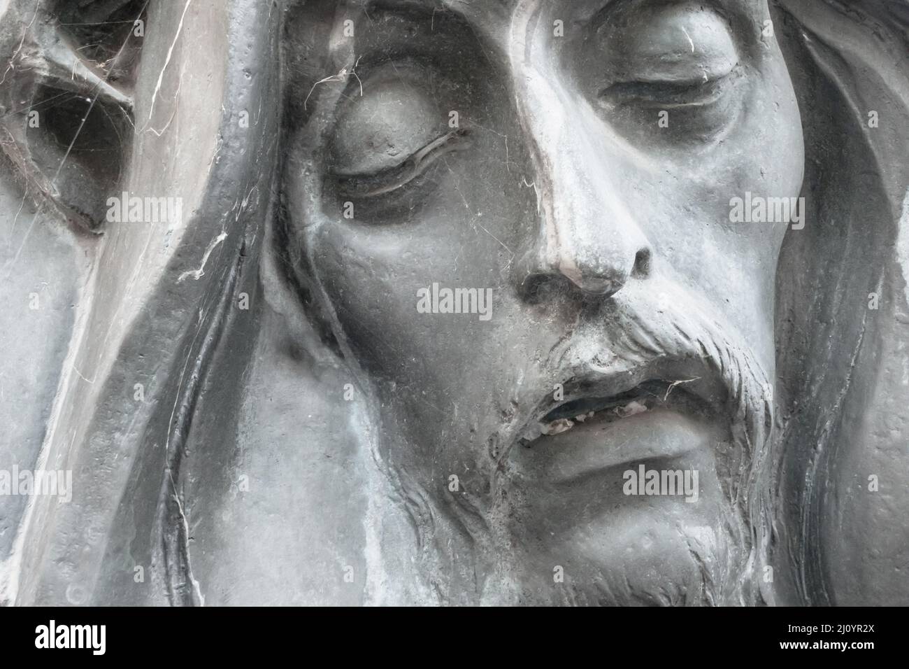 Gesicht Statue des sterbenden jesus Stockfoto