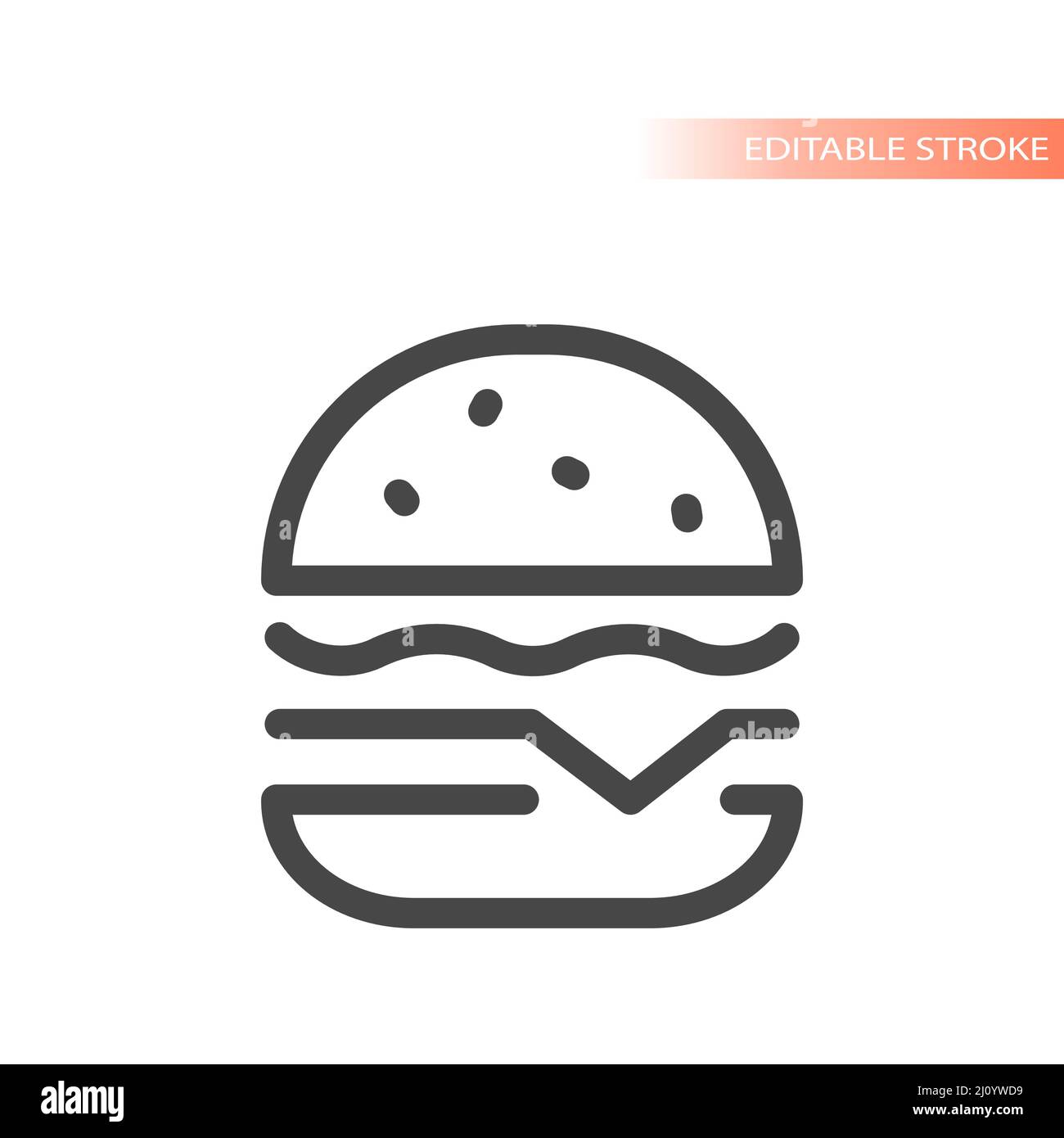 Vektor-Symbol für die Burger-Linie. Fastfood einfach umrissene Symbol. Stock Vektor