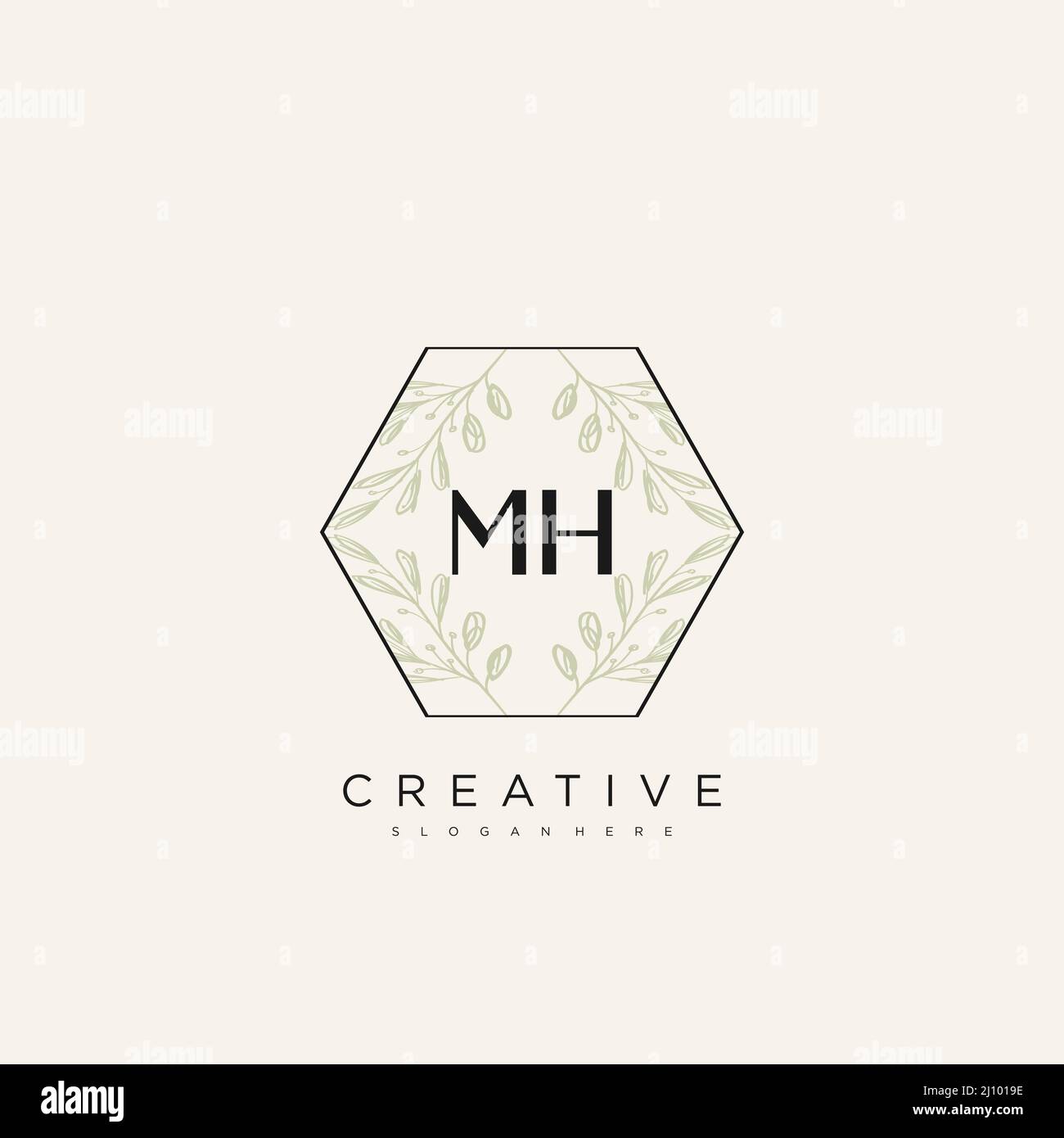 MH Initial Letter Flower Logo Template Vektor Premium-Vektor Stock Vektor