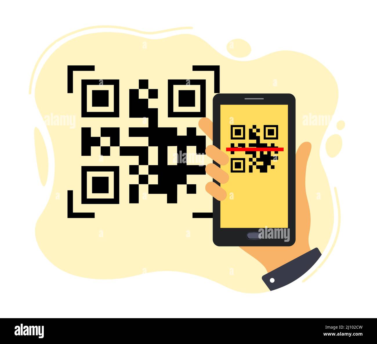 Scannen des QR-Codes mit dem Mobiltelefon. QR-Code Zahlung, E-Wallet , Stock Vektor