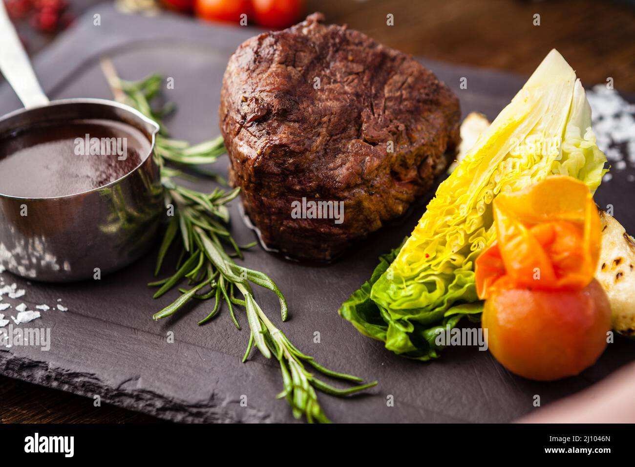 Schwarzes Angus Chateaubriant Steak. Filet aus Brasilien. Köstliche