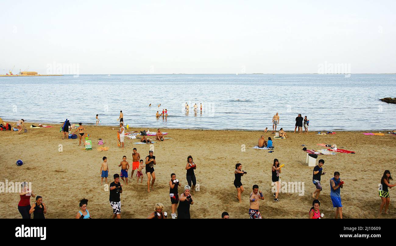 Strand von Sant Carles de la Rapita, Tarragona, Katalonien, Spanien, Europa Stockfoto