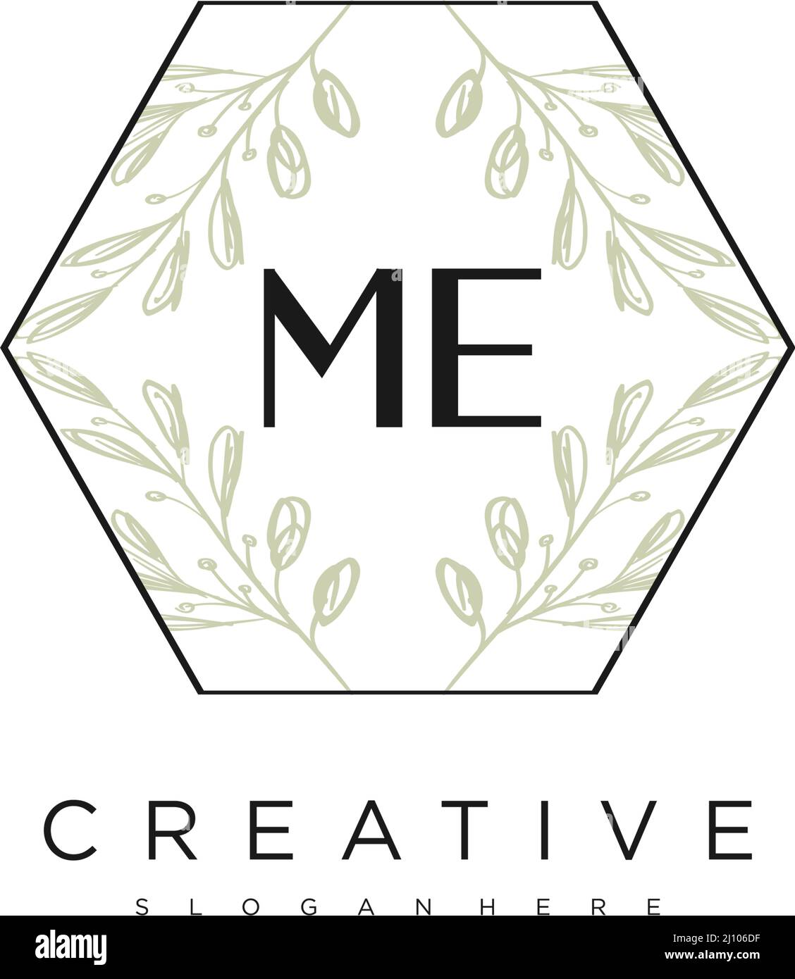 ME Initial Letter Flower Logo Template Vektor Premium-Vektor Stock Vektor