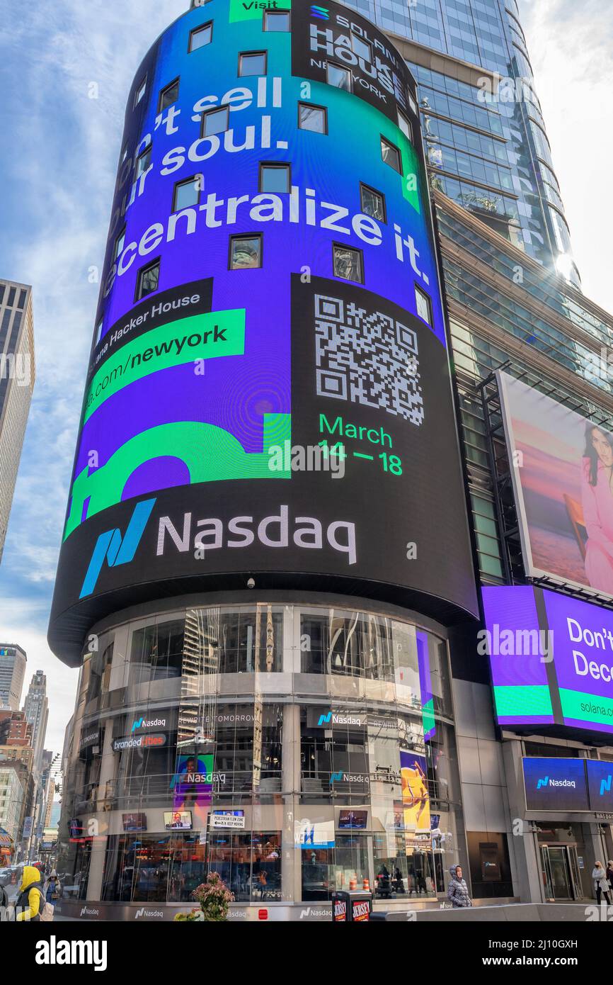 NASDAQ-Gebäude am Time Square, New York, USA Stockfoto
