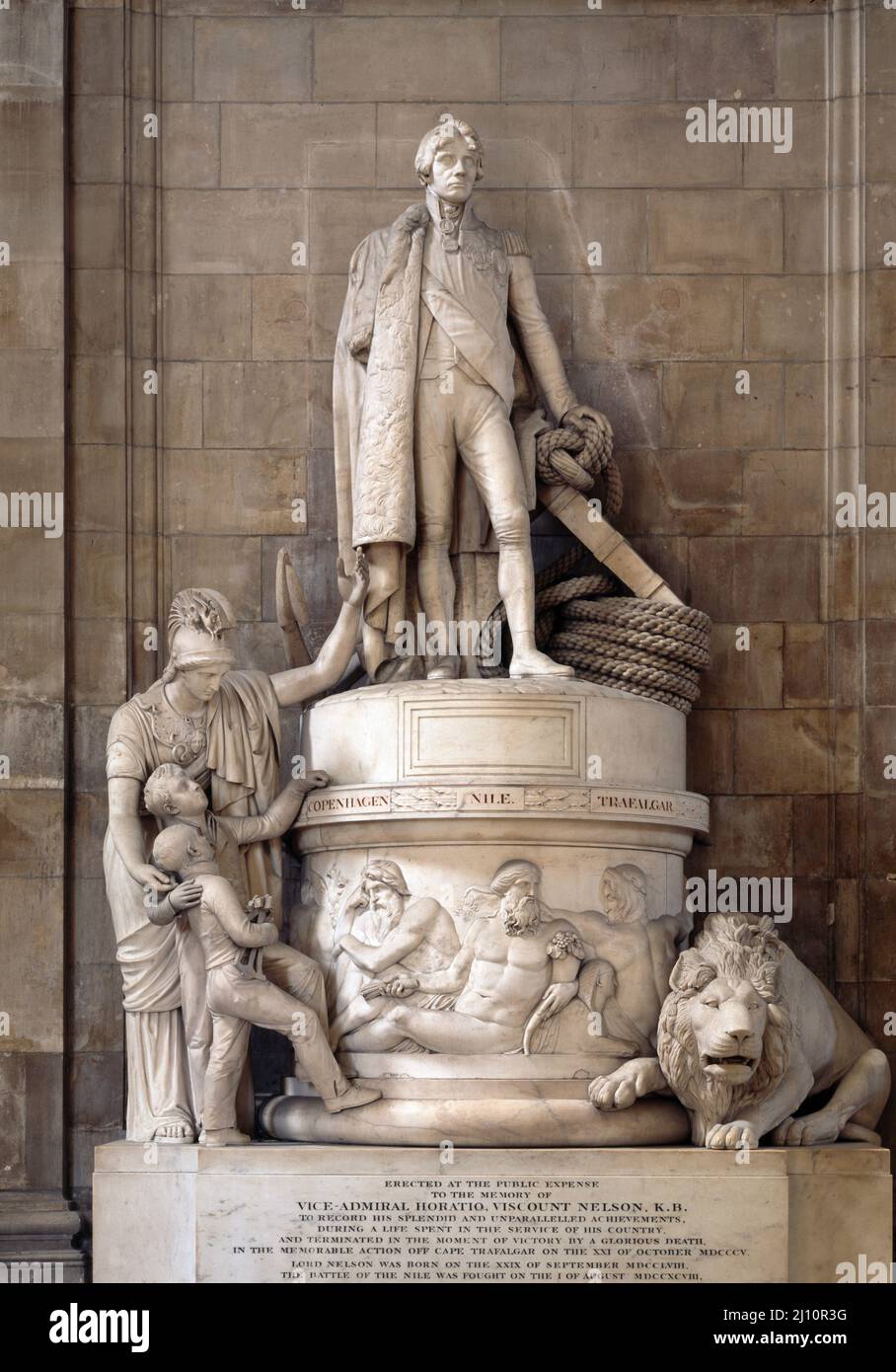 London, St. Paul´s Kathedale, Nelson Statue (Vizeadmiral Horatio Viscount Nelson K. B.) Stockfoto