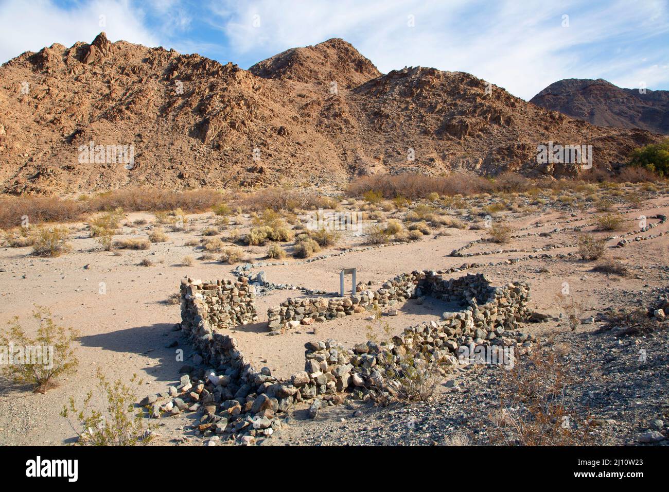 House Foundation Ruins, Salt Creek Hills Area of Critical Environmental Concern, Barstow Field Office Bureau of Land Management, Kalifornien Stockfoto