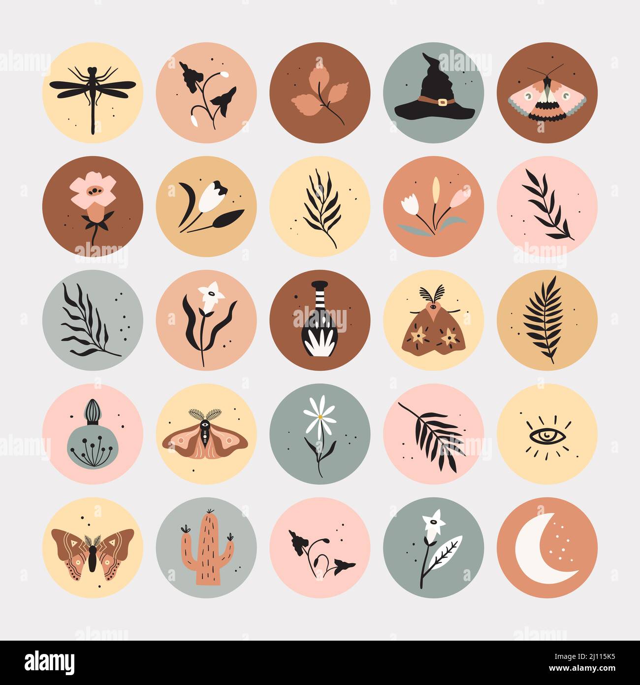 Boho-Highlights decken Symbole gesetzt. Vektor Stock Vektor