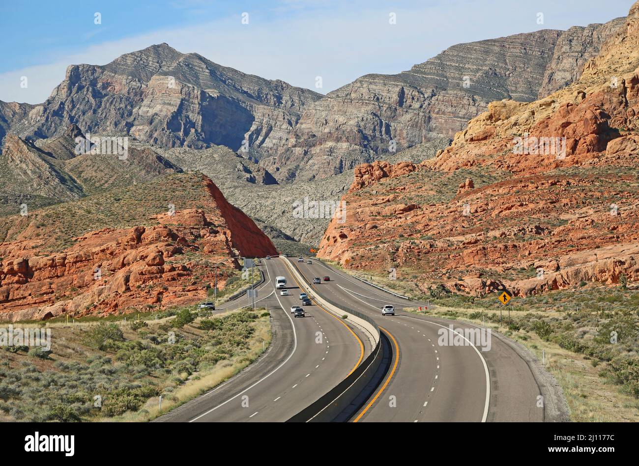 Autobahn in Virgin River Canyon, Arizona Stockfoto