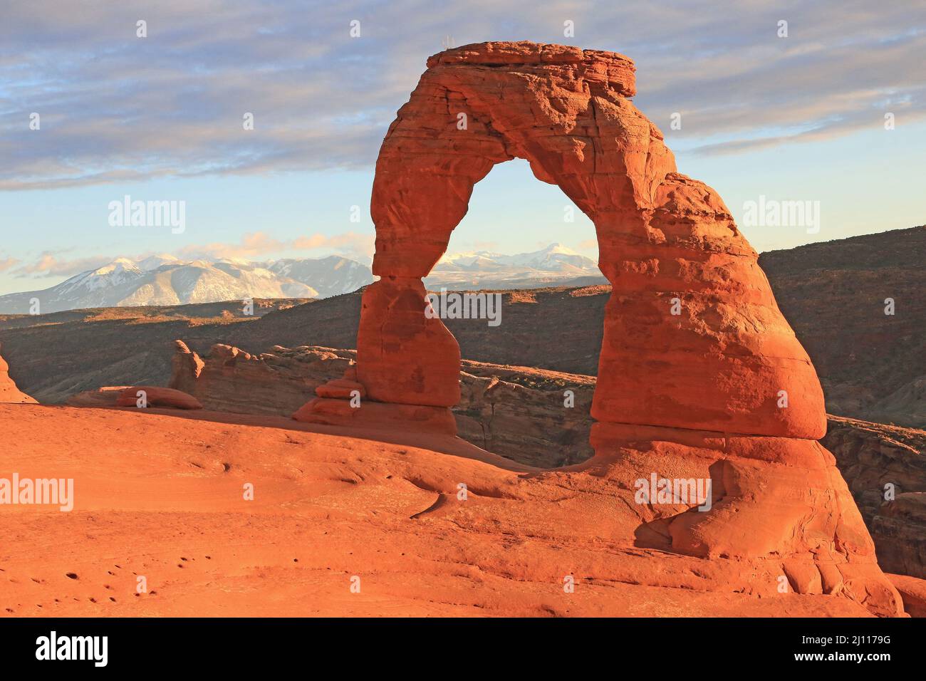 Delicate Arch bei Sonnenuntergang - Utah Stockfoto