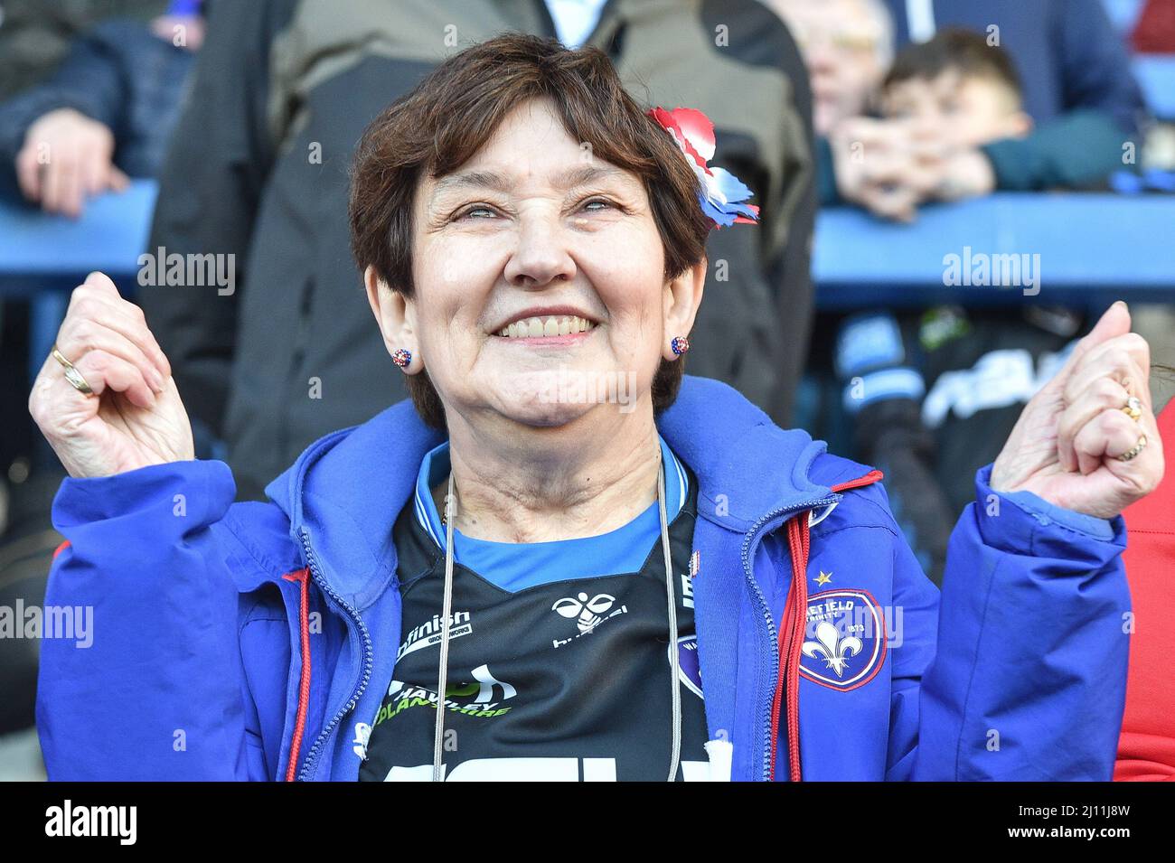 Warrington, England - 19.. März 2022 - Wakefield Trinity Fans. Rugby League Betfred Super League Runde 6 Warrington Wolves vs Wakefield Trinity im Halliwell Jones Stadium, Warrington, Großbritannien Dean Williams Stockfoto