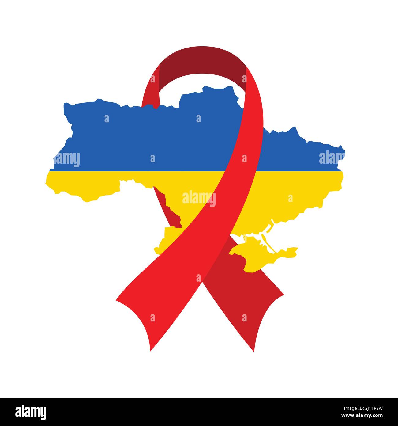 Ukraine Unterstützung Ribbon und Karte Stock Vektor