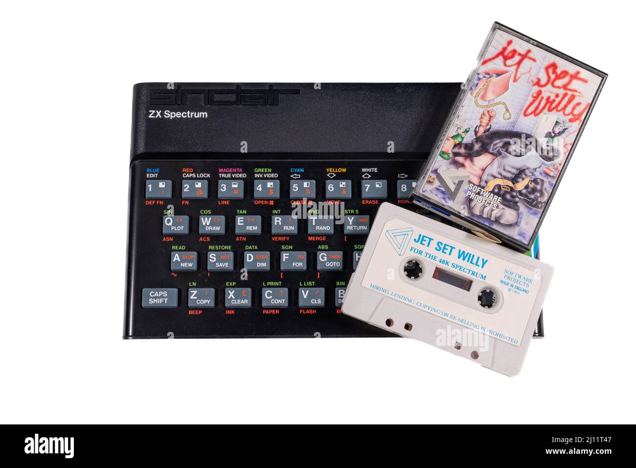 Sinclair ZX Spectrum - Jet Set Willy - 23.. April 2022 ist der 40.. Jahrestag der Veröffentlichung von Sir Clive Sinclairs preisgünstigem Heimcomputer für den Massenmarkt. Stockfoto