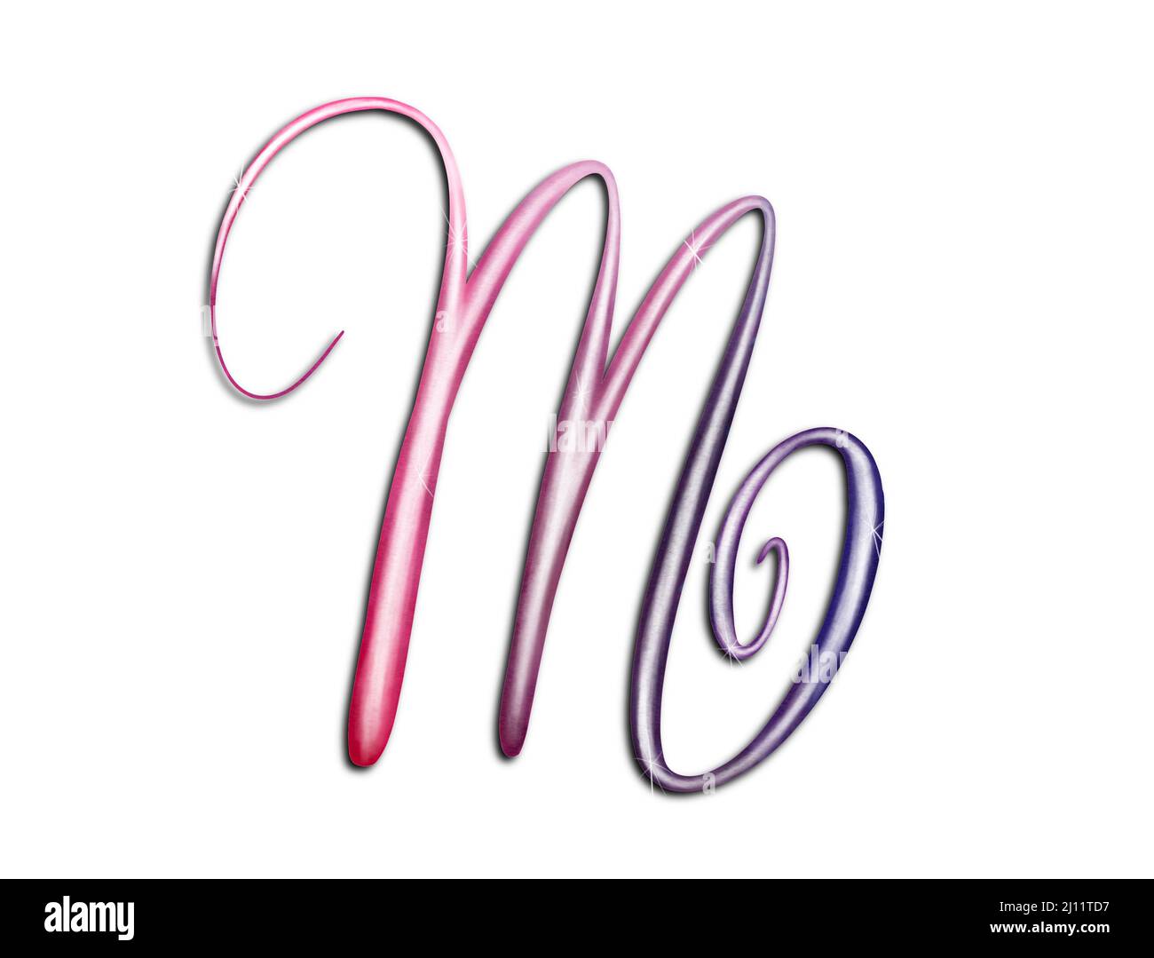 Buchstabe M Aquarell mit Glanzeffekt Stockfoto