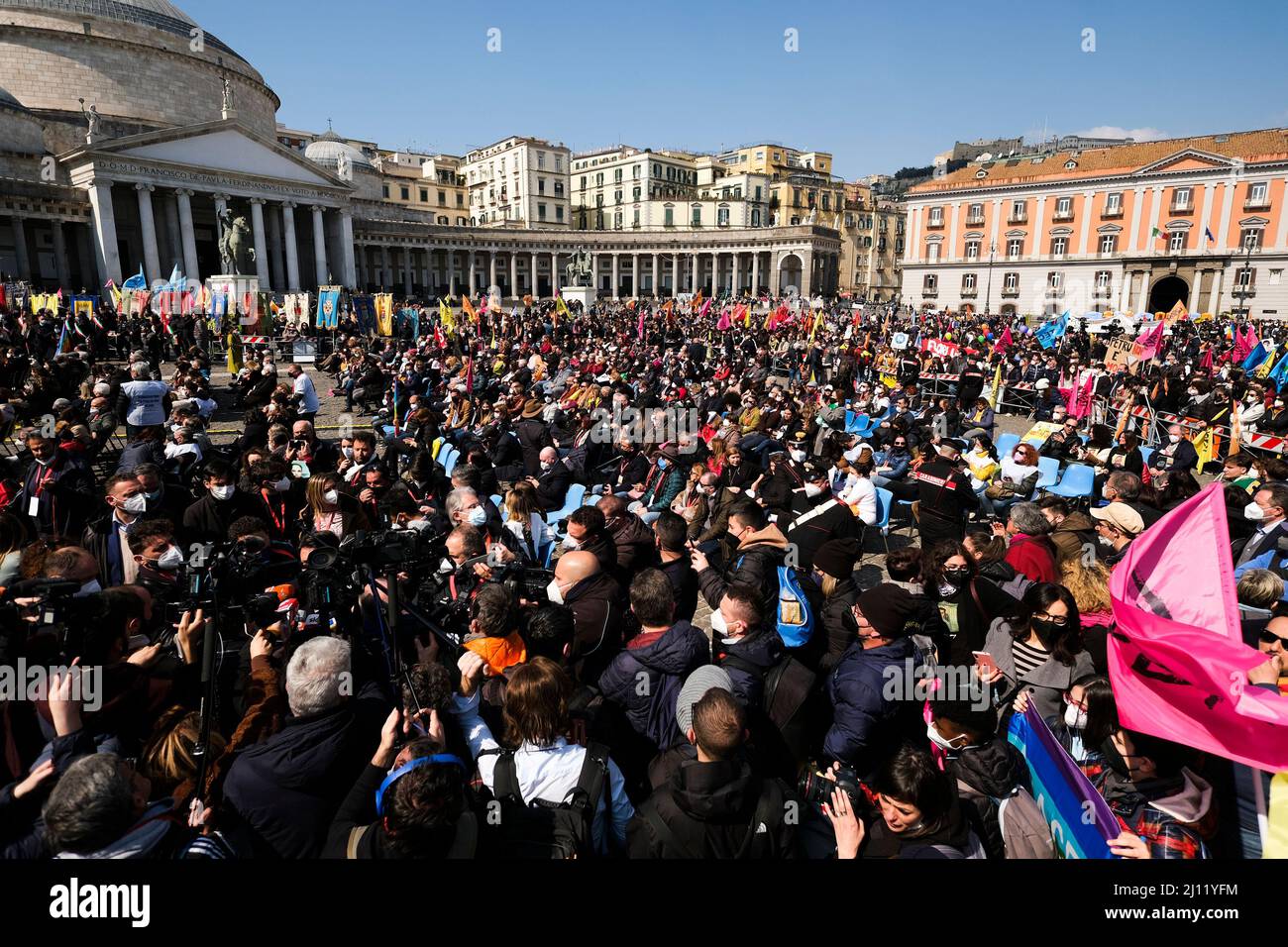 Die Prozession von Libera ging von der Piazza Garibaldi zum 27.. Tag des Gedenkens und des Engagements zum Gedenken an die Opfer der Mafia Stockfoto