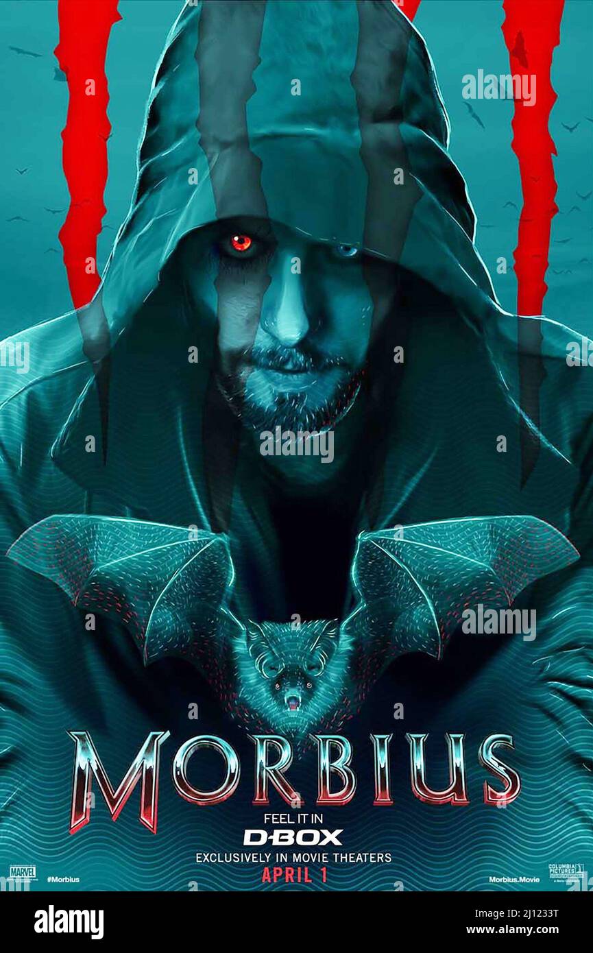 MORBIUS, D-BOX-Poster, Jared Leto als Dr. Michael Morbius, 2022. © Sony  Pictures Releasing / © Marvel Entertainment / Courtesy Everett Collection  Stockfotografie - Alamy