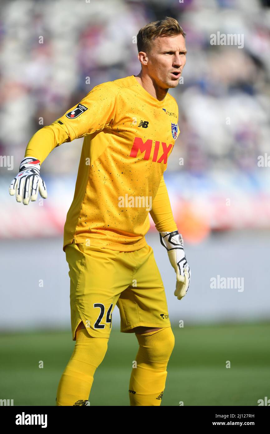 Tokio, Japan. 12. März 2022. Jakub Slowik des FC Tokyo während des Ligakampfs 2022 J1 zwischen dem FC Tokyo 2-1 Sanfrecce Hiroshima im Ajinomoto Stadium in Tokio, Japan, 12. März 2022. Quelle: AFLO/Alamy Live News Stockfoto