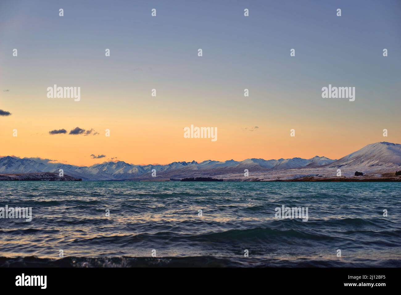 Goldene Zeit in Lake Tekapo Stockfoto