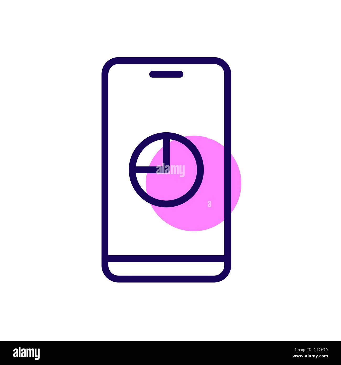 Kreisdiagramm auf einem Smartphone. Pixel Perfect, bearbeitbares Kontursymbol Stock Vektor