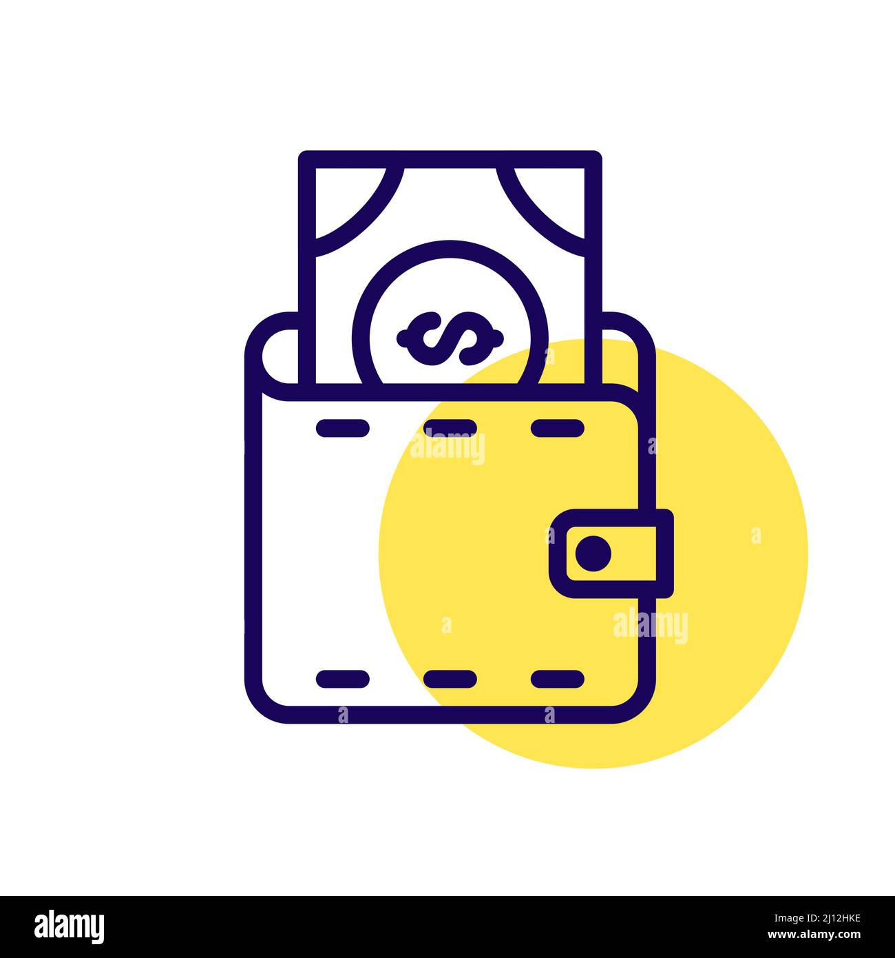 Dollarschein in einer Brieftasche. Pixel Perfect, bearbeitbares Kontursymbol Stock Vektor