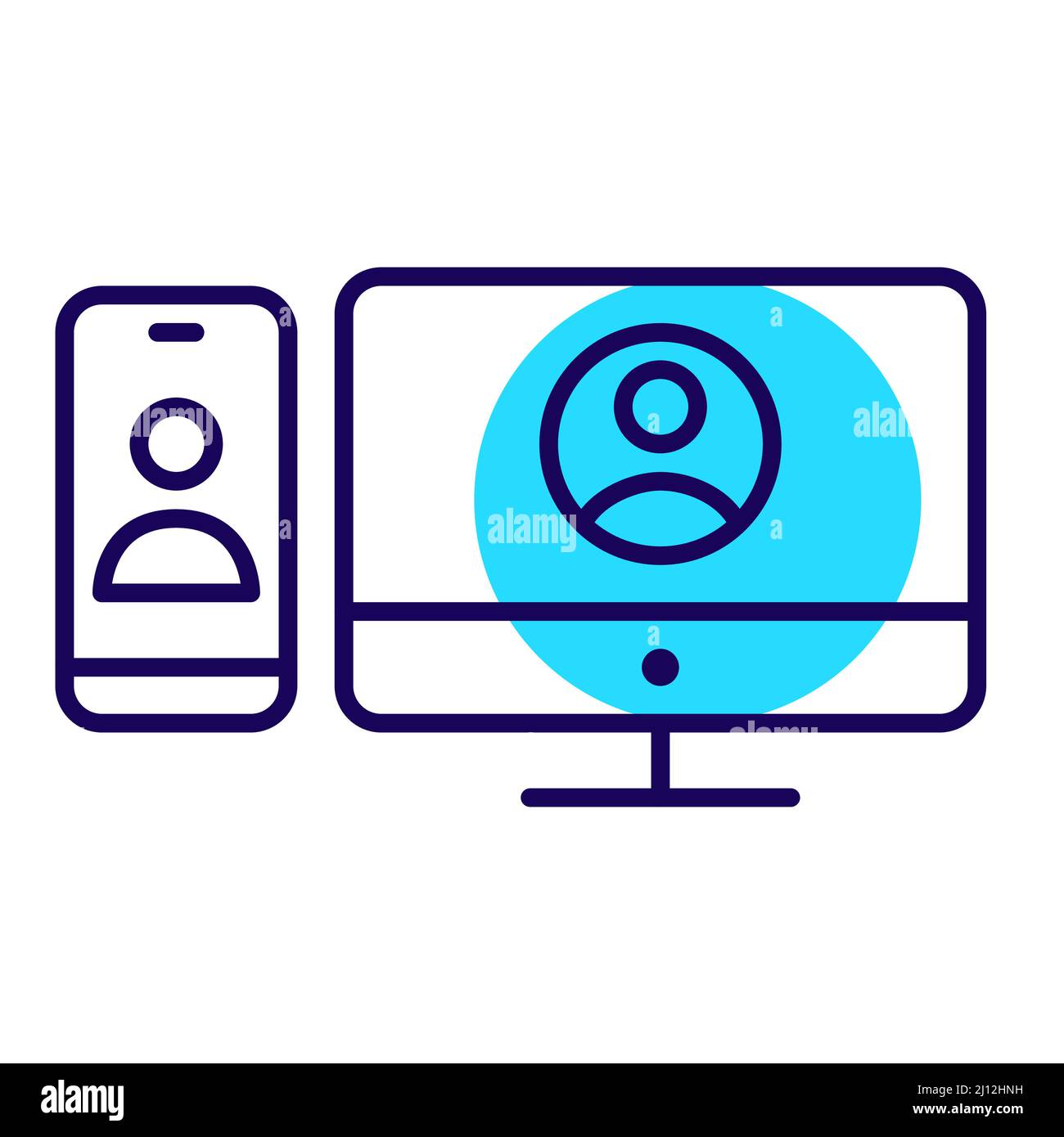 Persönliches Benutzerkonto in der Smartphone-App und auf einem pc. Pixel Perfect, bearbeitbares Kontursymbol Stock Vektor