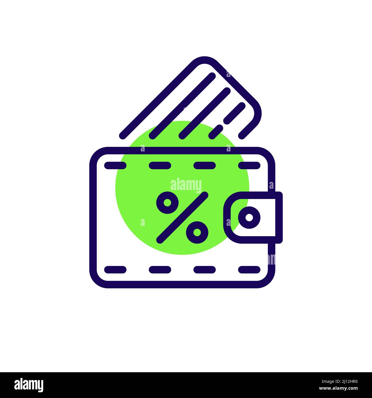 Kreditkartenzinssatz. Karte in einer Brieftasche. Pixel Perfect, bearbeitbares Kontursymbol Stock Vektor