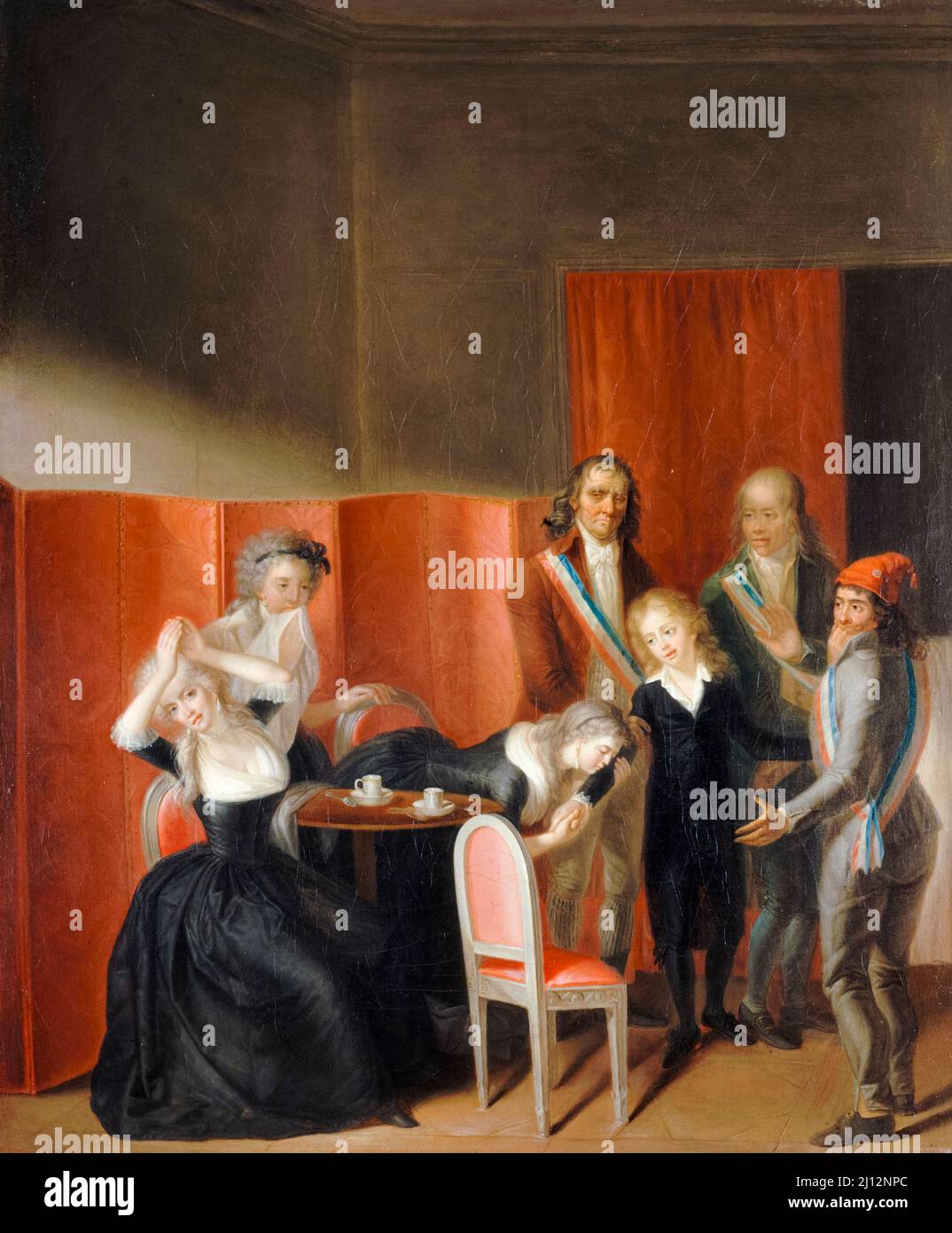 Louis XVII (1785-1795) Dauphin von Frankreich, getrennt von seiner Mutter, Juli 3. 1793, Öl auf Leinwand Gemälde von Jean-Jacques Hauer, 1795 Stockfoto
