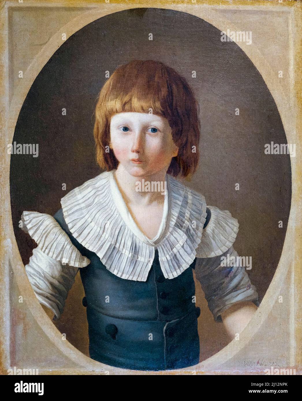 Louis XVII von Frankreich (1785-1795), Louis Charles, Herzog der Normandie im Tempelgefängnis, Öl auf Leinwand Porträtmalerei von Joseph Marie Vien der Jüngere, 1793 Stockfoto