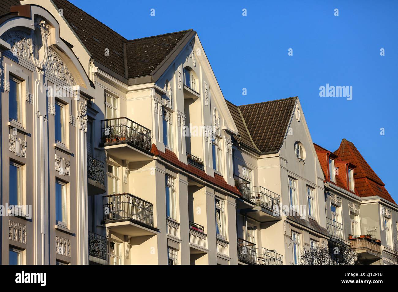 Historische Stadthäuser in hamburg eppendorf Stockfoto