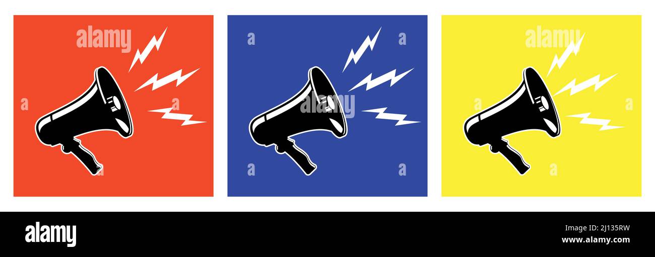 Cheer Megaphone Loud Speaker Bullhorn Vektor Symbol Vorlage. Kunst. Pop Art Stock Vektor