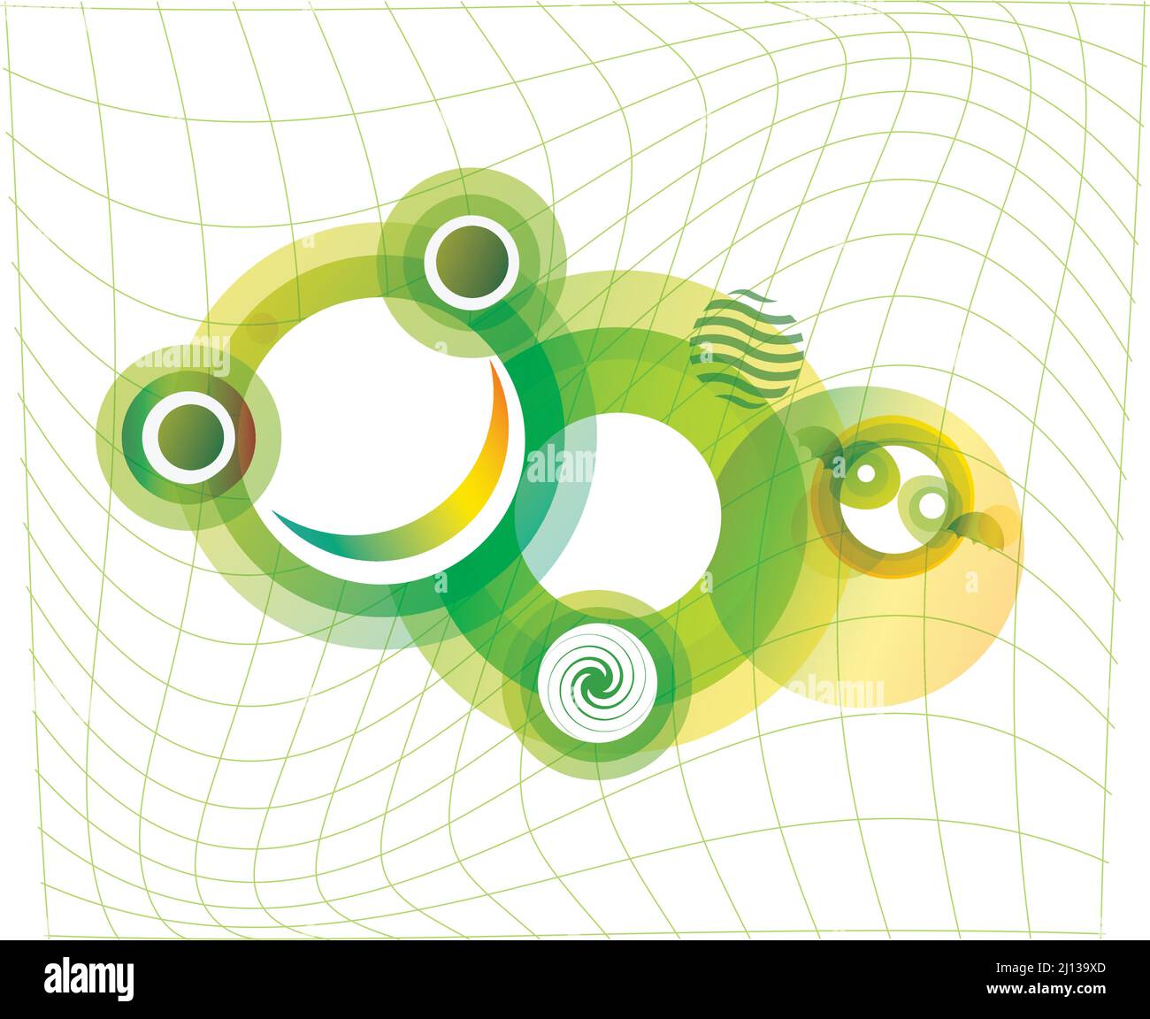 Grüne niedliche Frosch Illustration und batman in Gradienten Kreisen. Grafikelemente Stock Vektor
