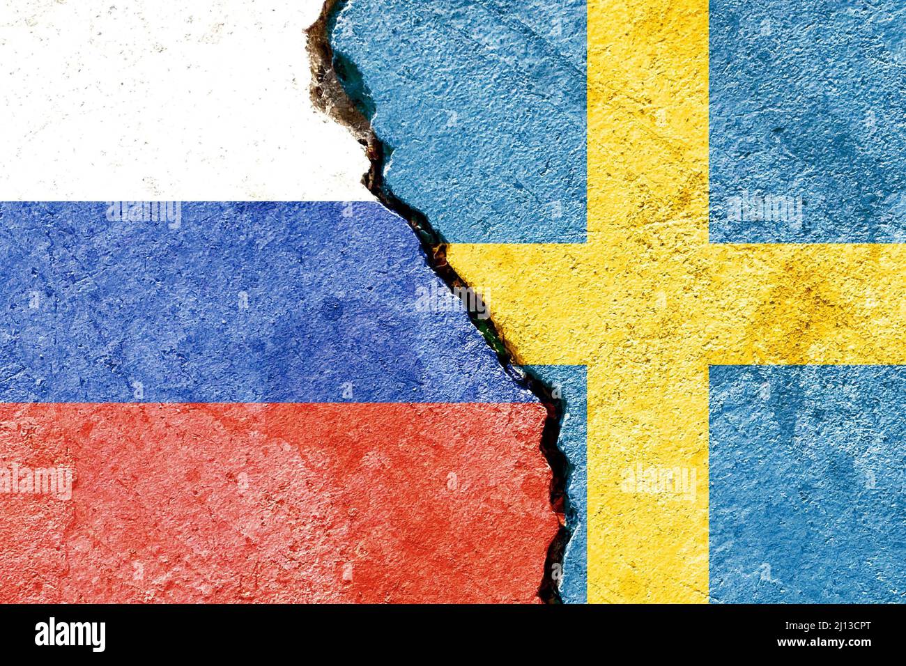 Abstrakt Russland Schwedische Politik Beziehung Freundschaft Geteilte Konflikte Konzept Textur Tapete Stockfoto