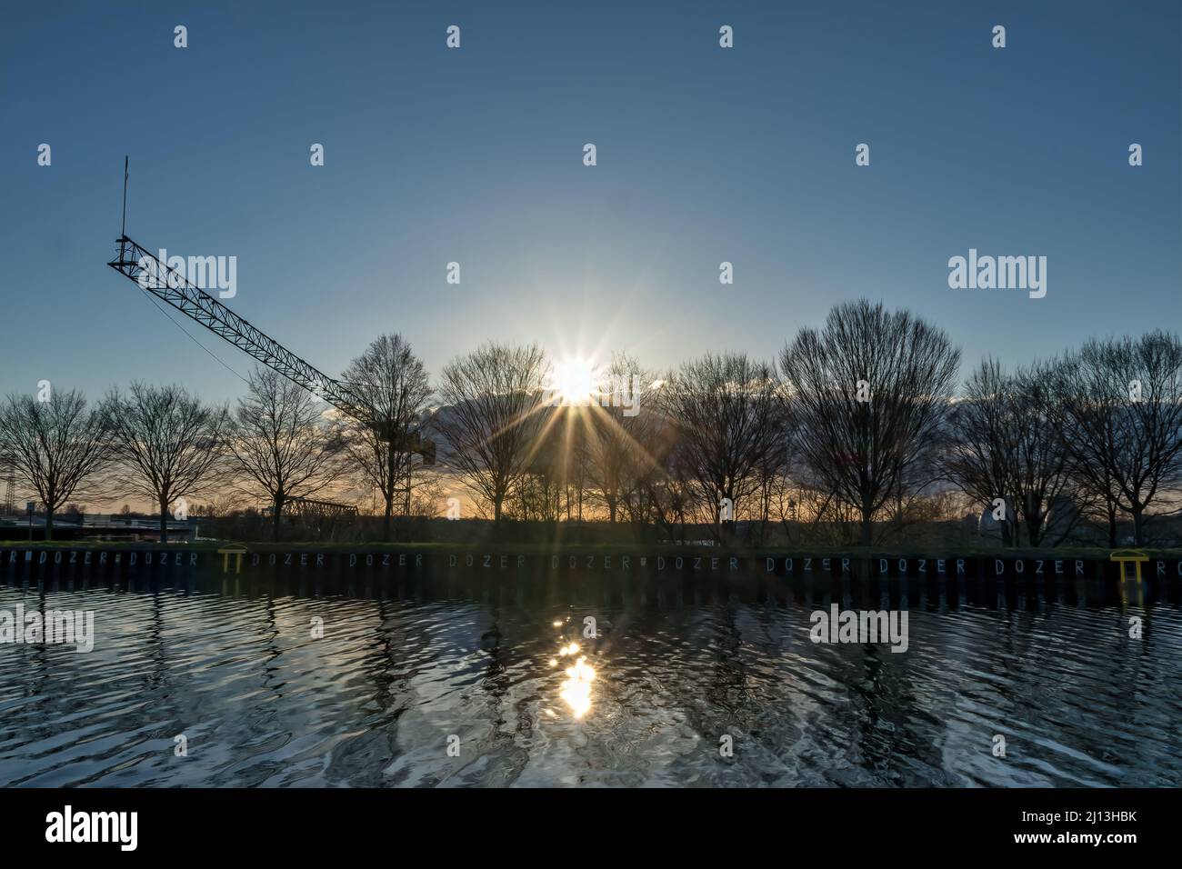 Dortmunder Ems Kanal Sonnenuntergang Stockfoto