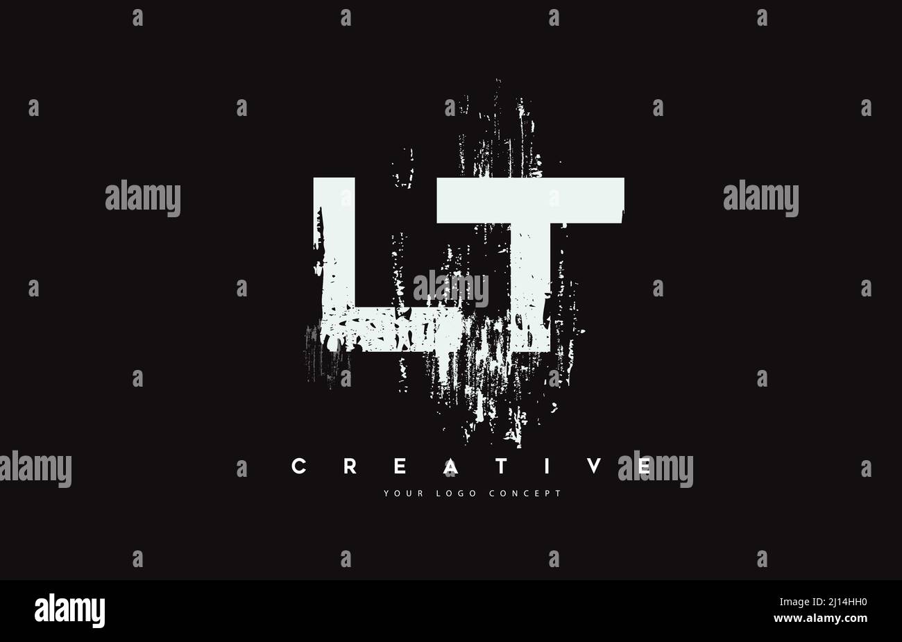 LT L T Grunge Pinsel Letter Logo Design in weißen Farben. Kreative Pinsel Buchstaben Vektor-Illustration. Stock Vektor