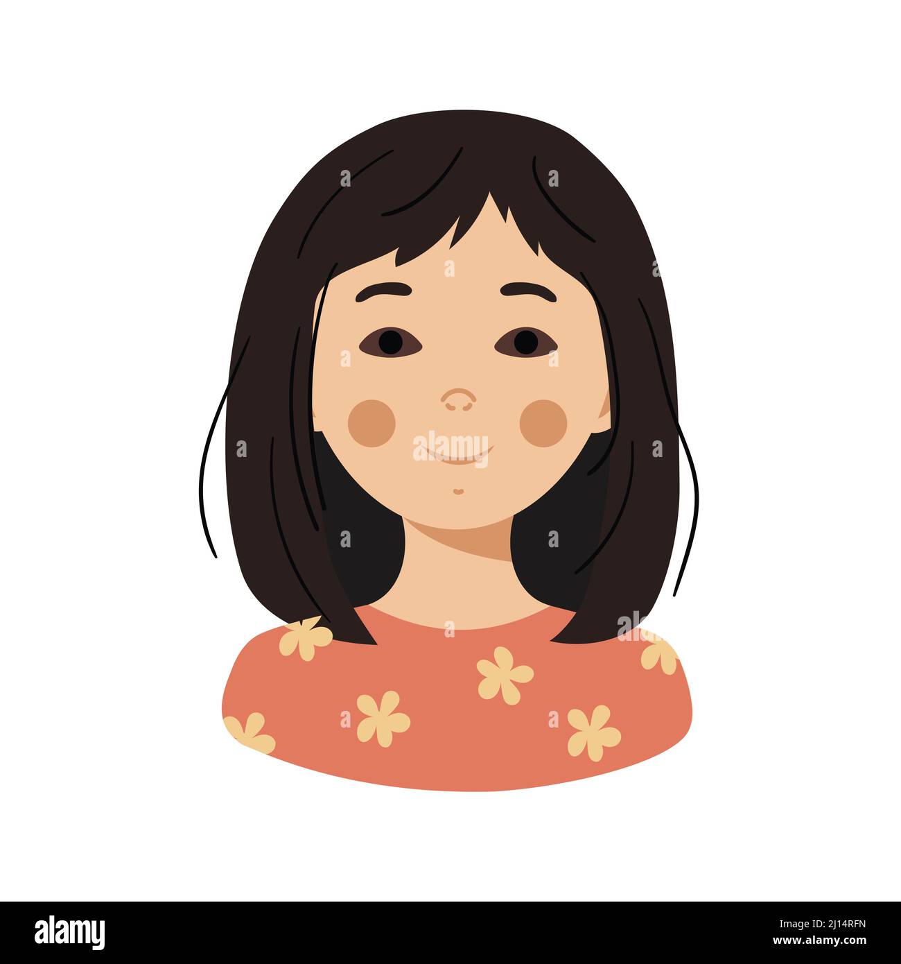 Asiatische Mädchen Gesicht Web Kind Avatar. Niedliches Kind Benutzerbild Stock Vektor