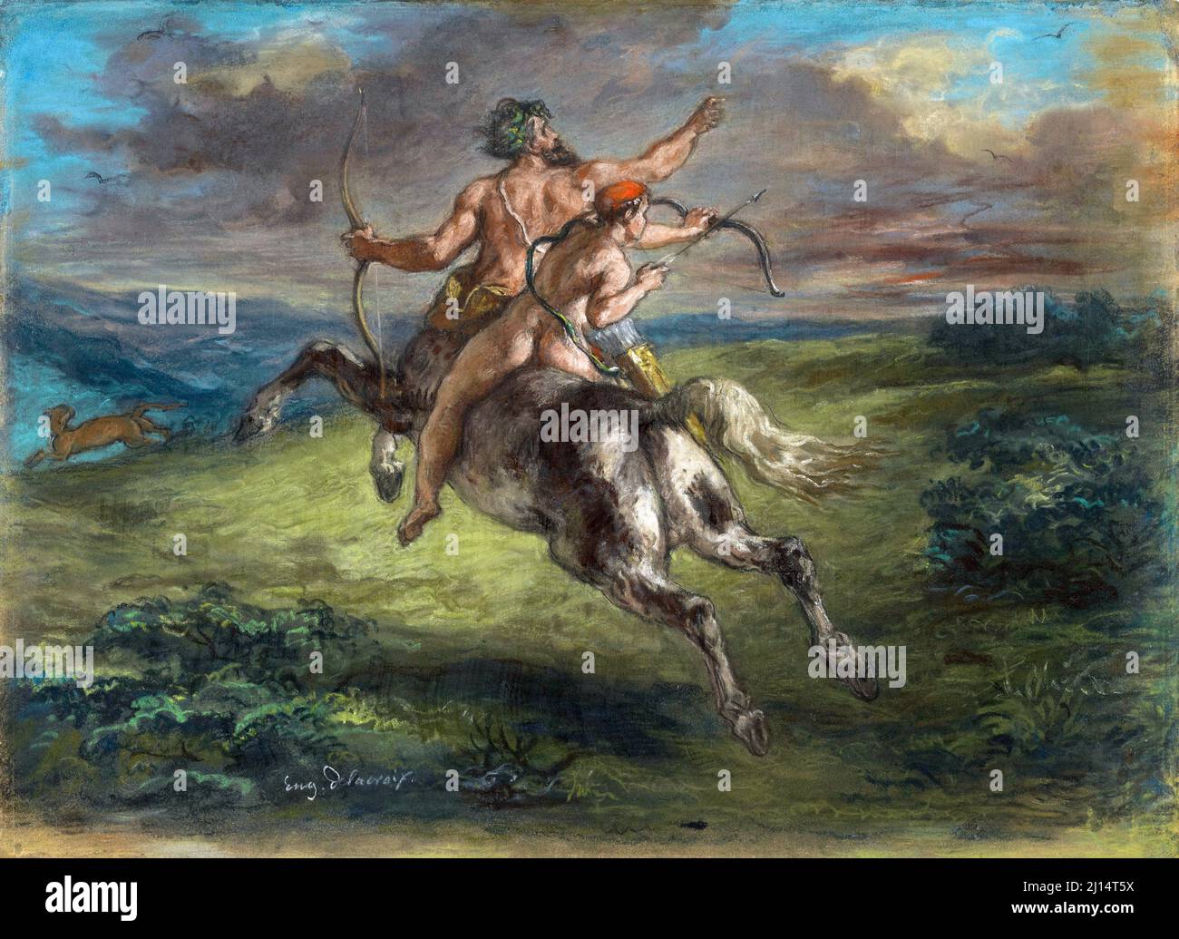 The Education of Achilles von Eugène Delacroix (1798-1863), Pastell, 1862 Stockfoto